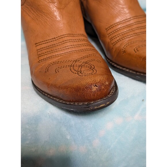 Franco Sarto Waco Boots Size 7 Cognac Leather Western Boho Festival Distressed - Picture 3 of 10